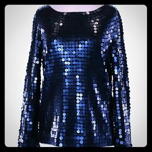Jcrew blue sequin night out top